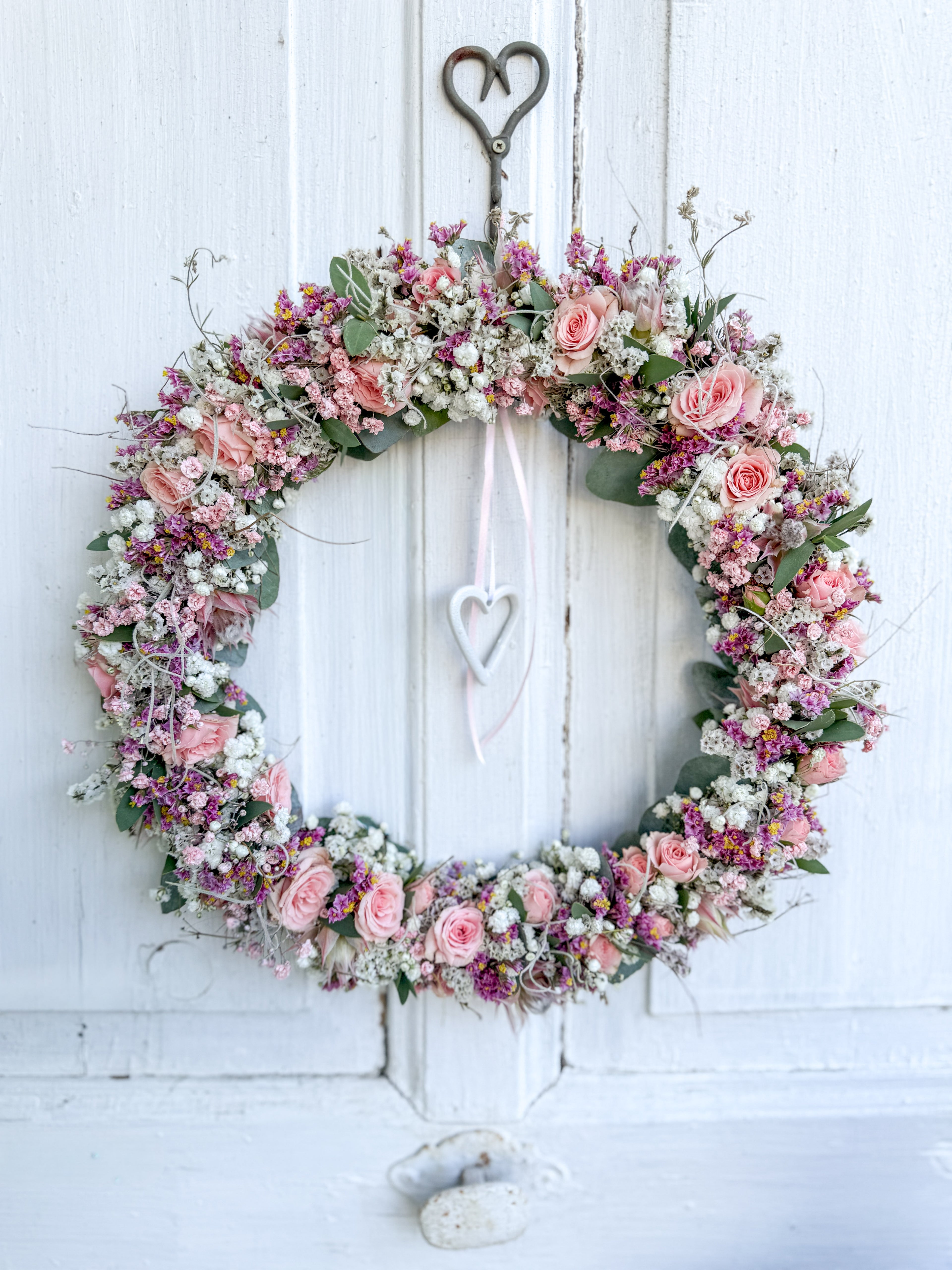 1/1 FlowerLoop Rosenherz mit weißem Metallherz