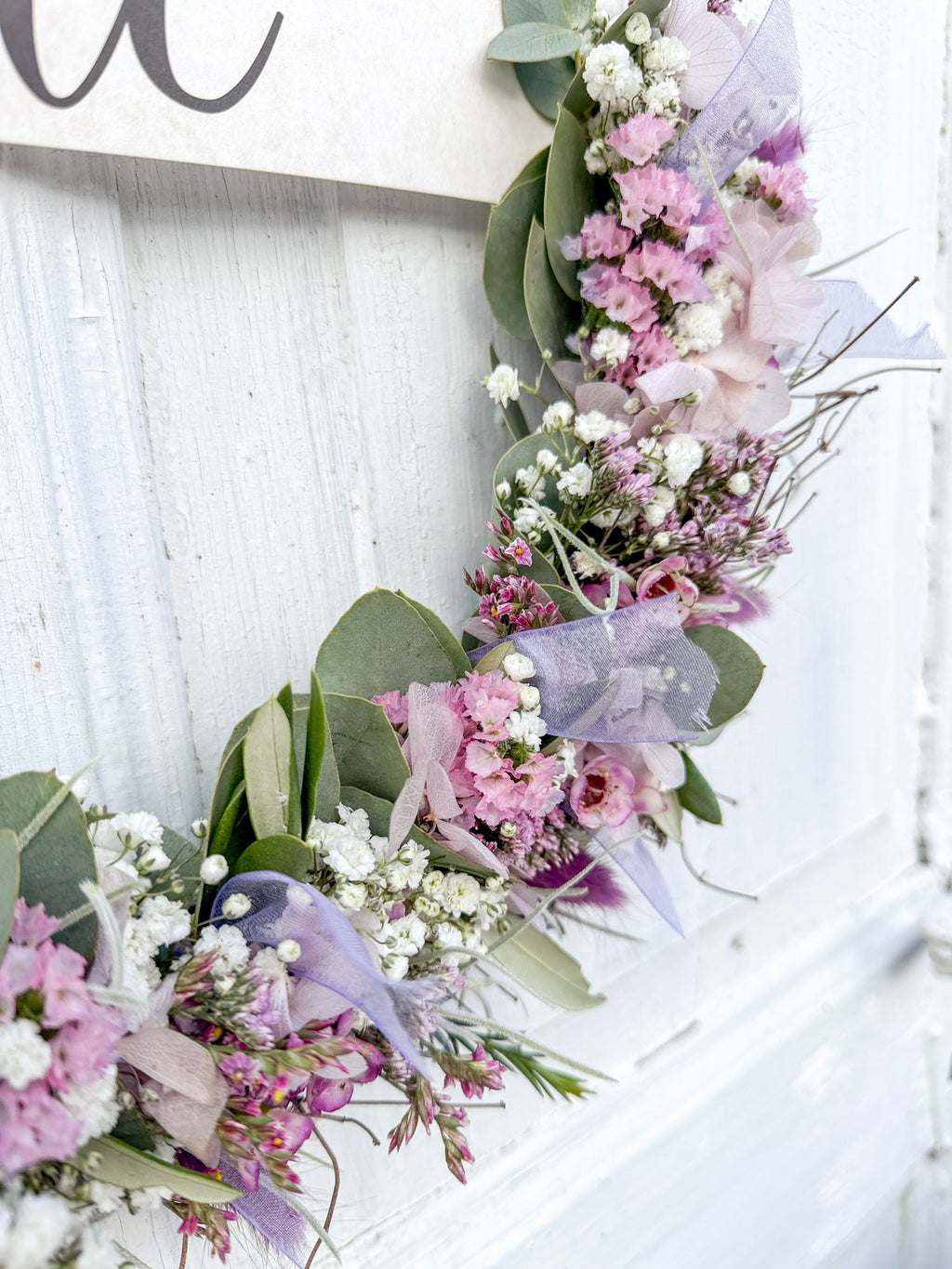 Rosa und lila Statice mit Trockenblumen im 1/2 Loop