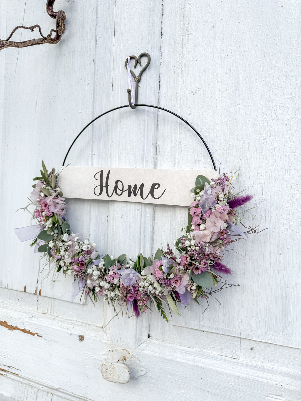 Halb gebundener FlowerLoop HOME in Rosa/Lila mit Banner