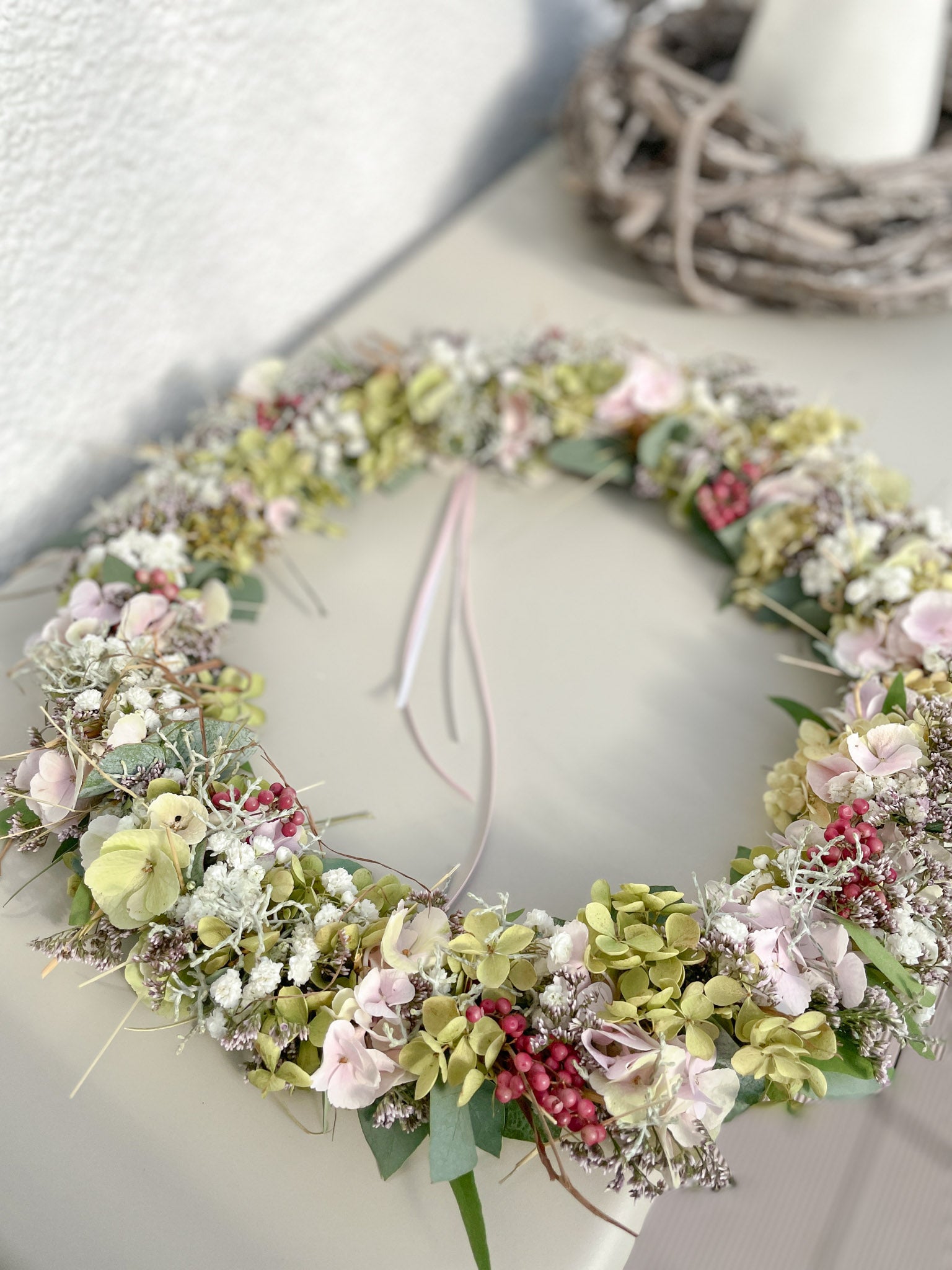 1/1 Loop »Herbstpoesie Rosé« - Hortensien & Herbstblüten