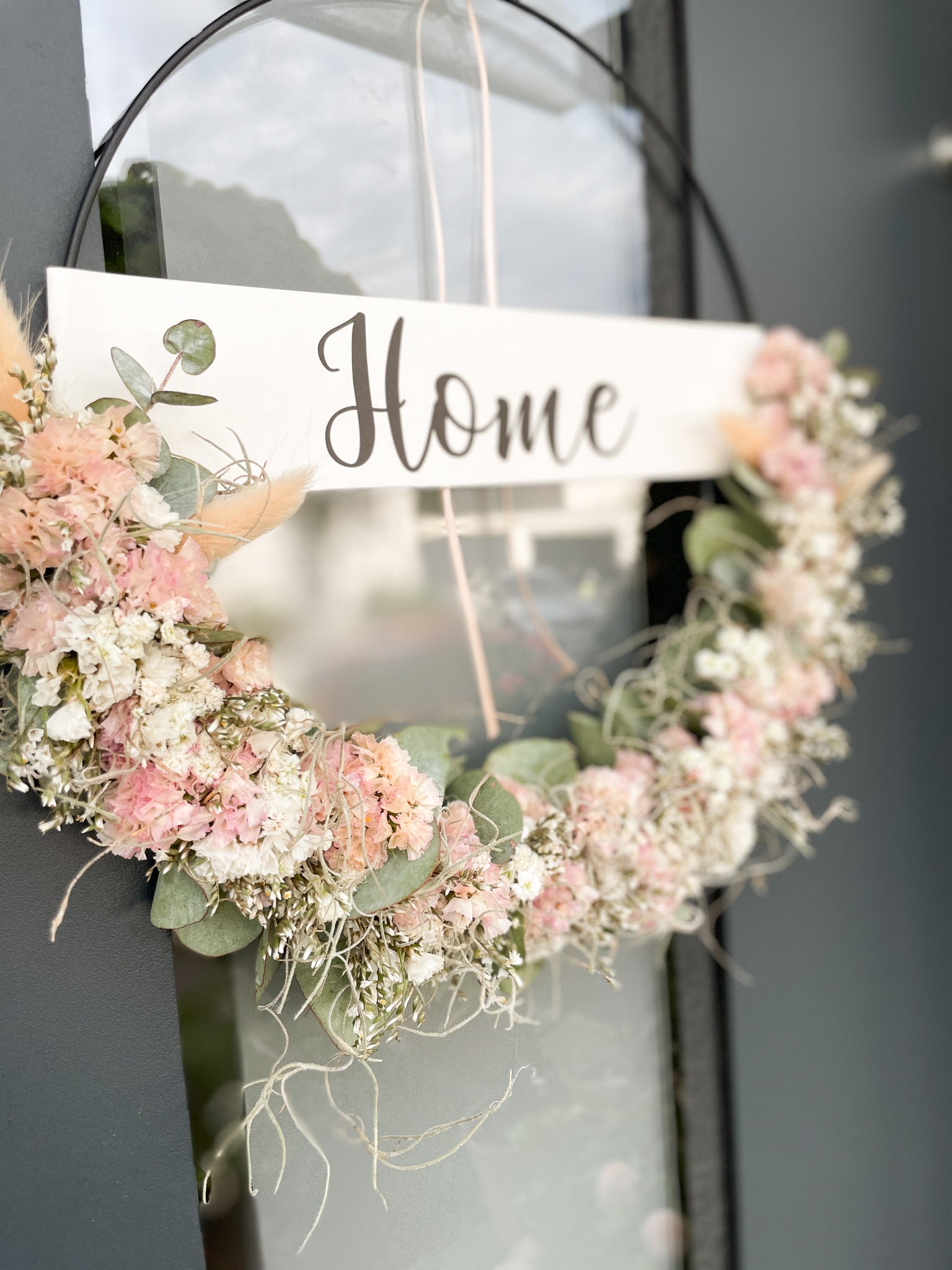 1/2 Loop »HOME Rosa« – zarter Willkommensgruß mit Eukalyptus & Blüten