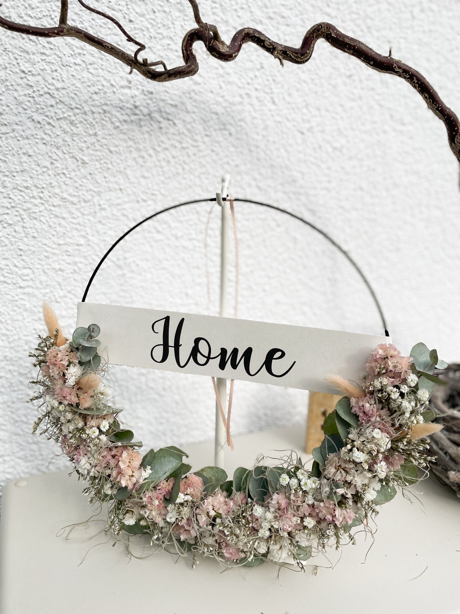 1/2 Loop »HOME Rosa« – zarter Willkommensgruß mit Eukalyptus & Blüten