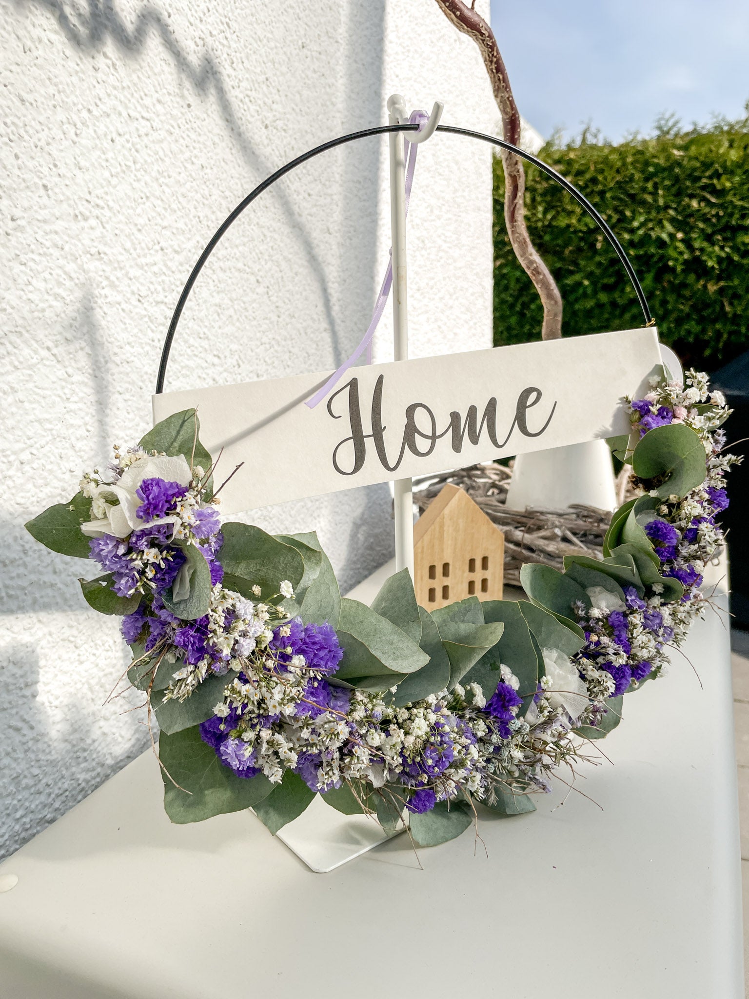 1/2 Loop »HOME Lila« – eleganter Willkommensgruß mit Eukalyptus & Blüten