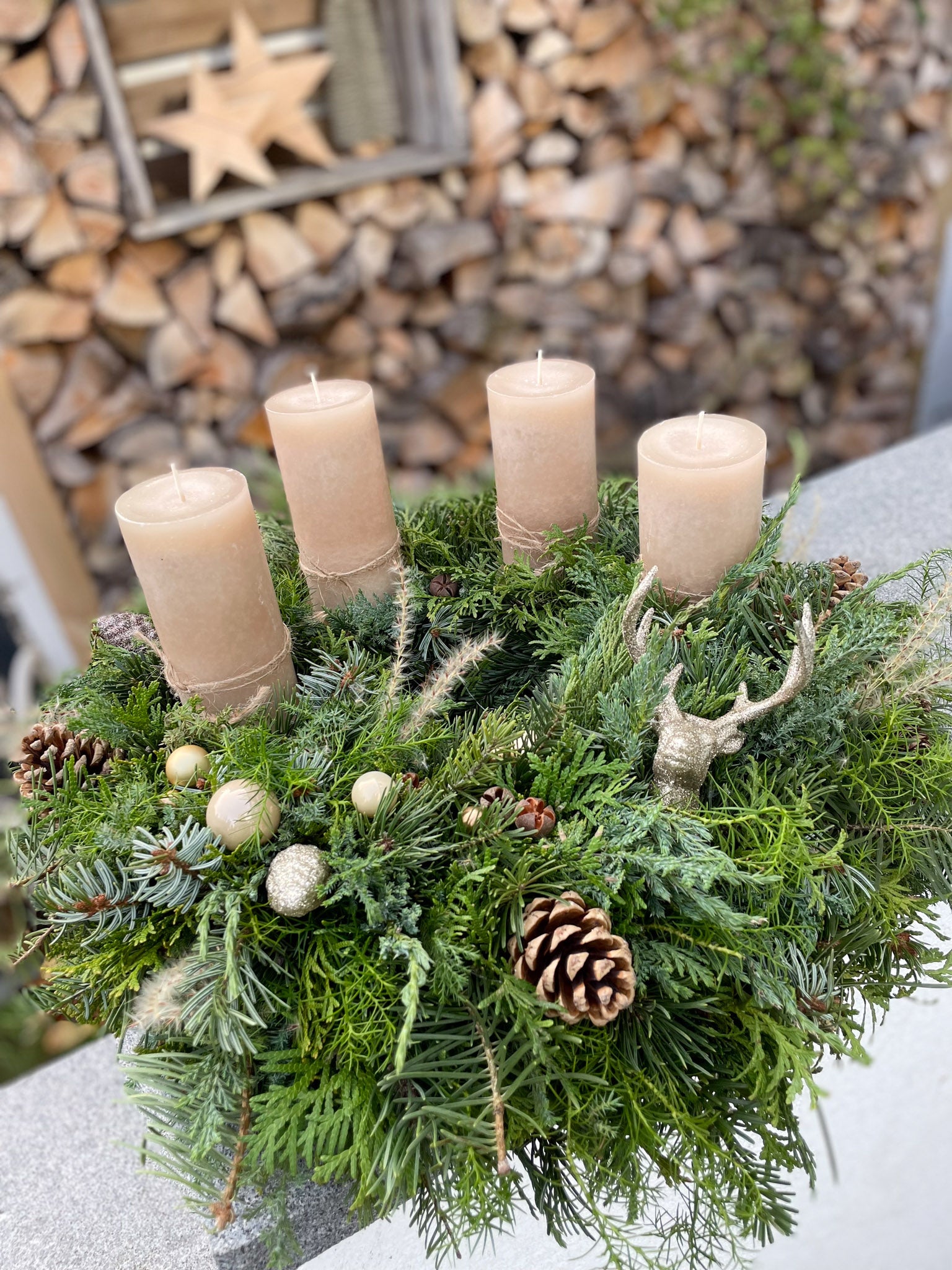 Adventskranz »Naturschimmer« – warm, natürlich & edel | versch. Größen