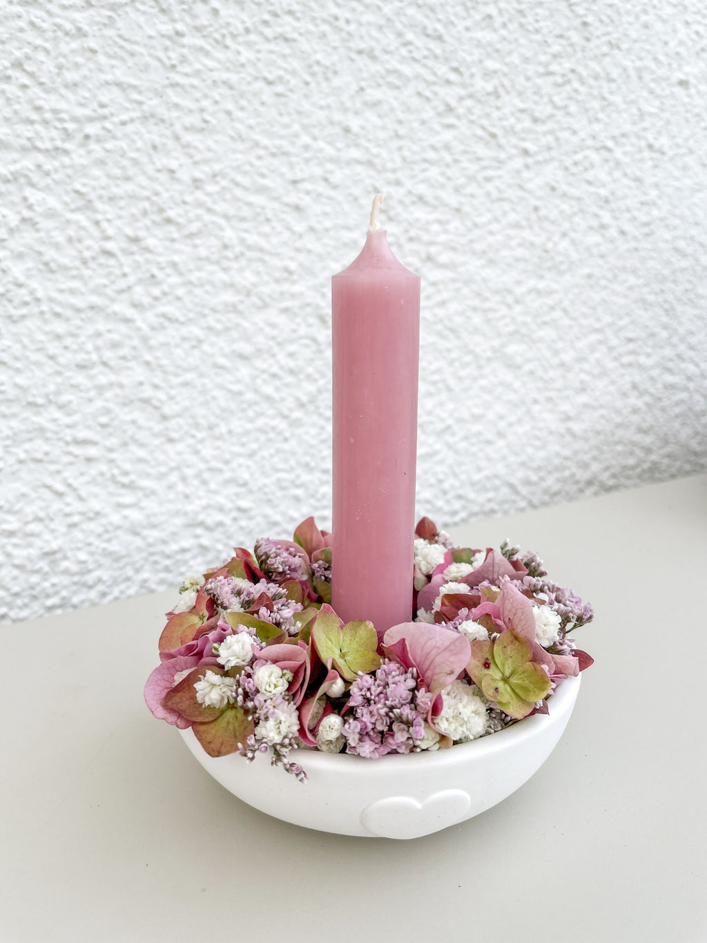 Herbst-Deko-Trio MINI »Herzblatt« – Raysin-Schale, Stabkerze & Mini-Loop