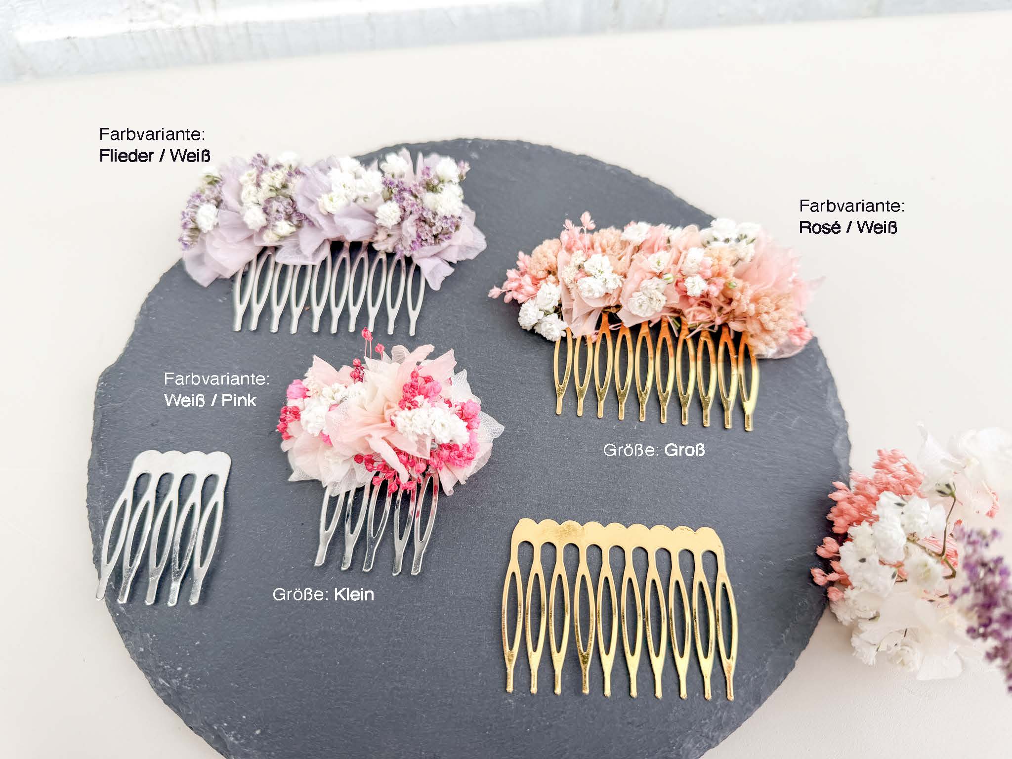 Haarkämme »Blossom Touch« mit kleinen Blüten - verschiedene Farben und Größen 