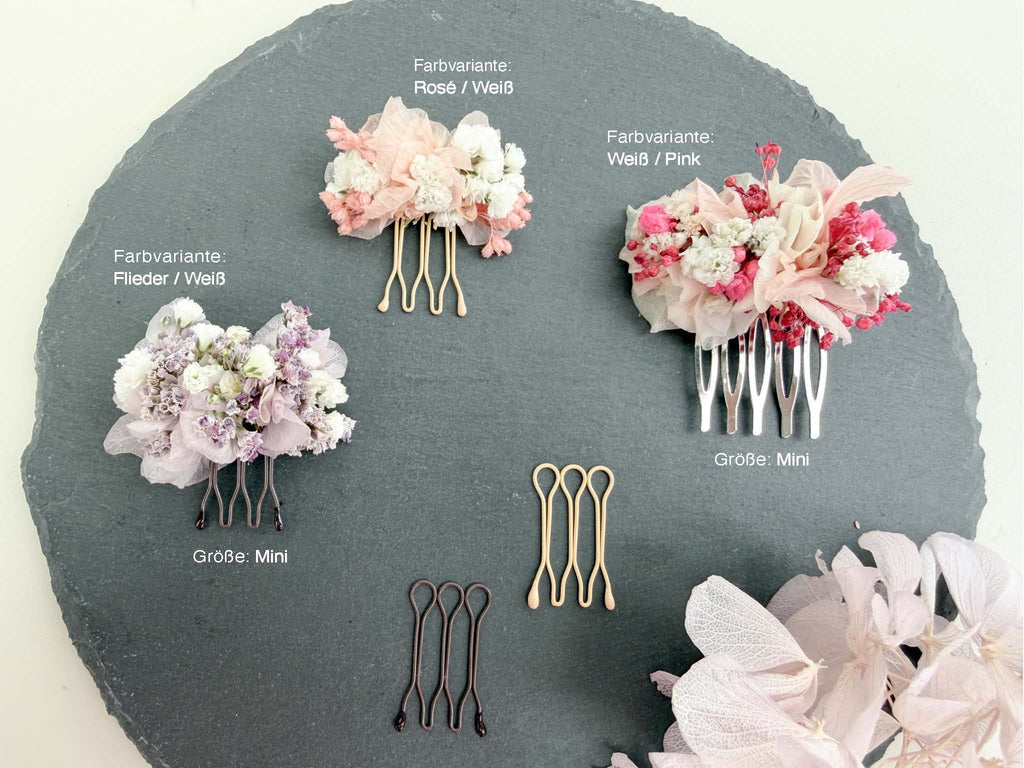 Haarkämme »Blossom Touch« mit kleinen Blüten - verschiedene Farben und Größen 