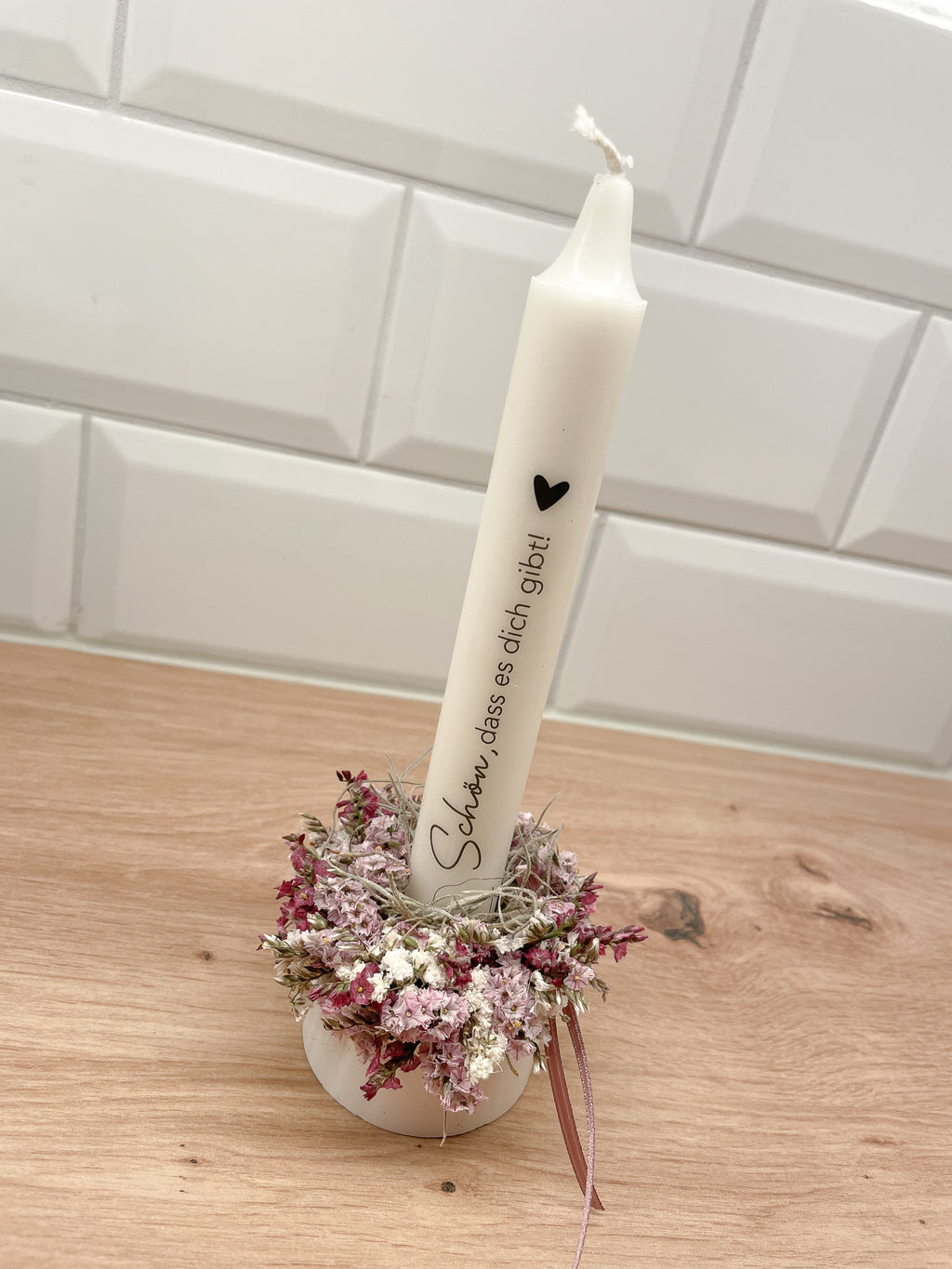 »Deko-Trio MINI« – Kerzenschale, Stabkerze & Mini-Loop