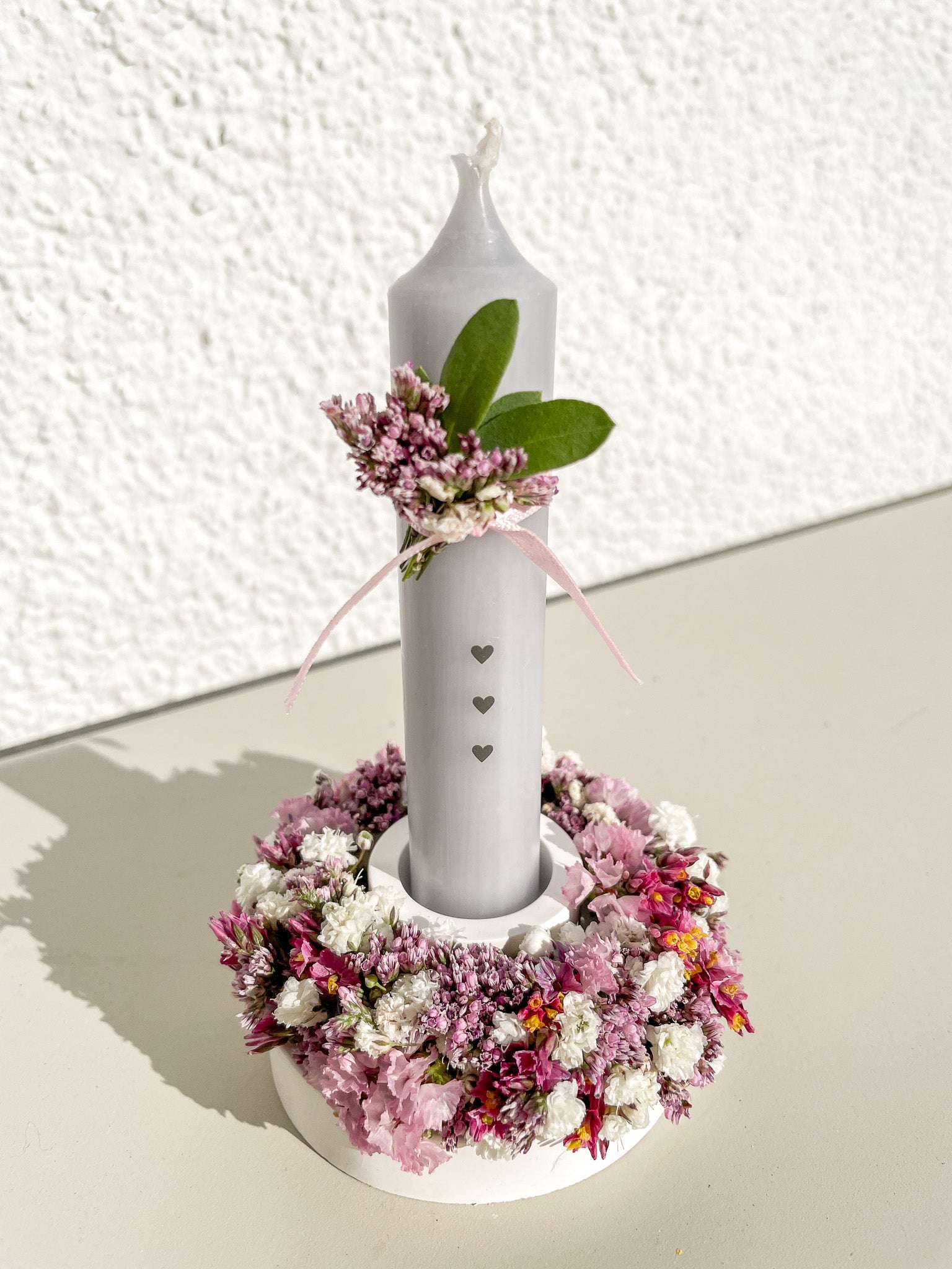 »Deko-Trio MINI« – Kerzenschale, Stabkerze & Mini-Loop