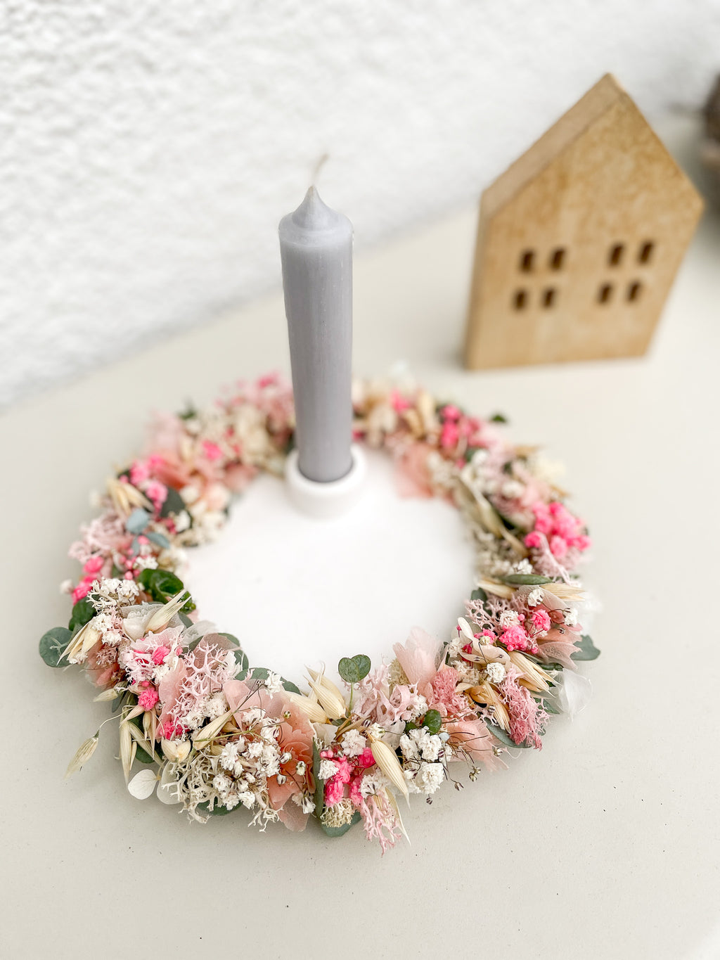 »Deko-Trio in Rosé«: Platte, Stabkerze & 1/1 Loop