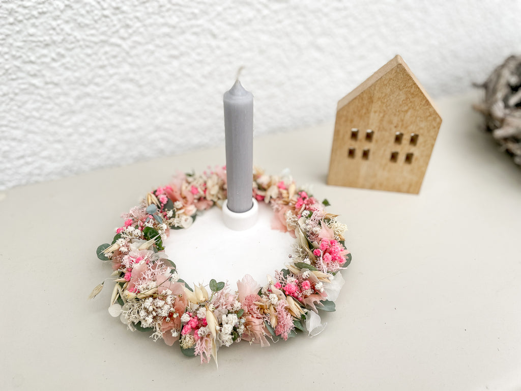 »Deko-Trio in Rosé«: Platte, Stabkerze & 1/1 Loop