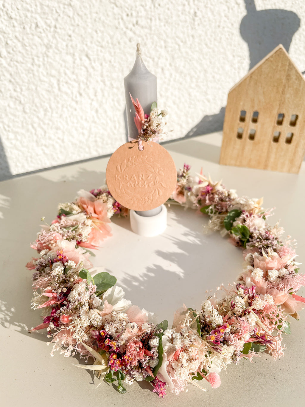 »Deko-Trio in Rosé«: Platte, Stabkerze & 1/1 Loop