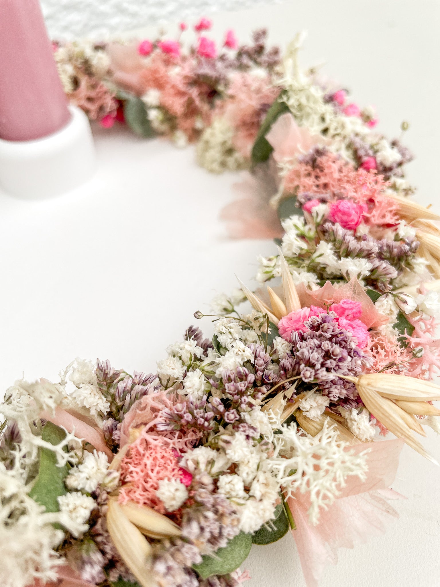 »Deko-Trio in Rosé«: Platte, Stabkerze & 1/1 Loop