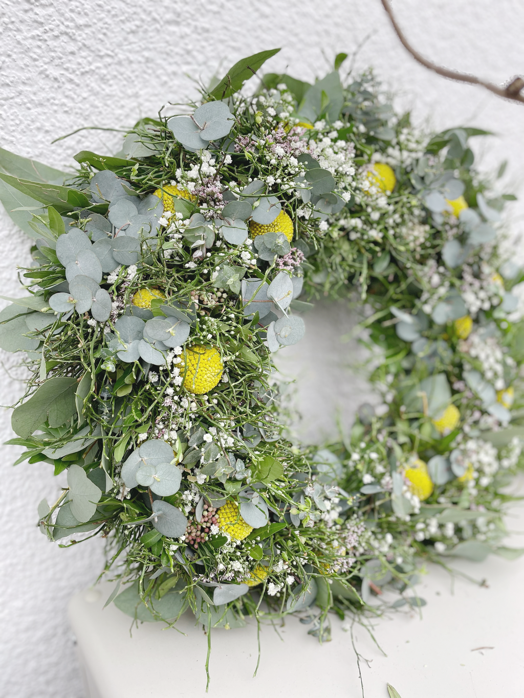 Frühlingskranz »Sonnengruß« – Frisch gebunden mit gelben Highlights