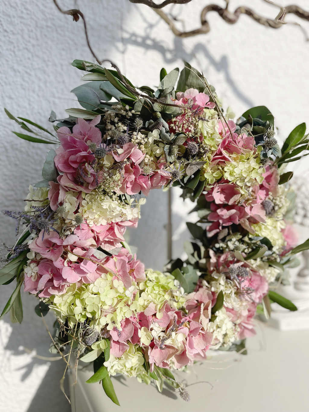 Sommerkranz »Mixed Summer« – Hortensien, Eukalyptus & Schleierkraut