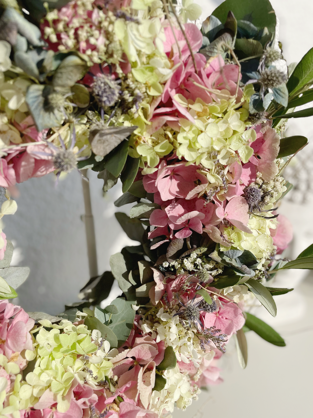 Sommerkranz »Mixed Summer« – Hortensien, Eukalyptus & Schleierkraut