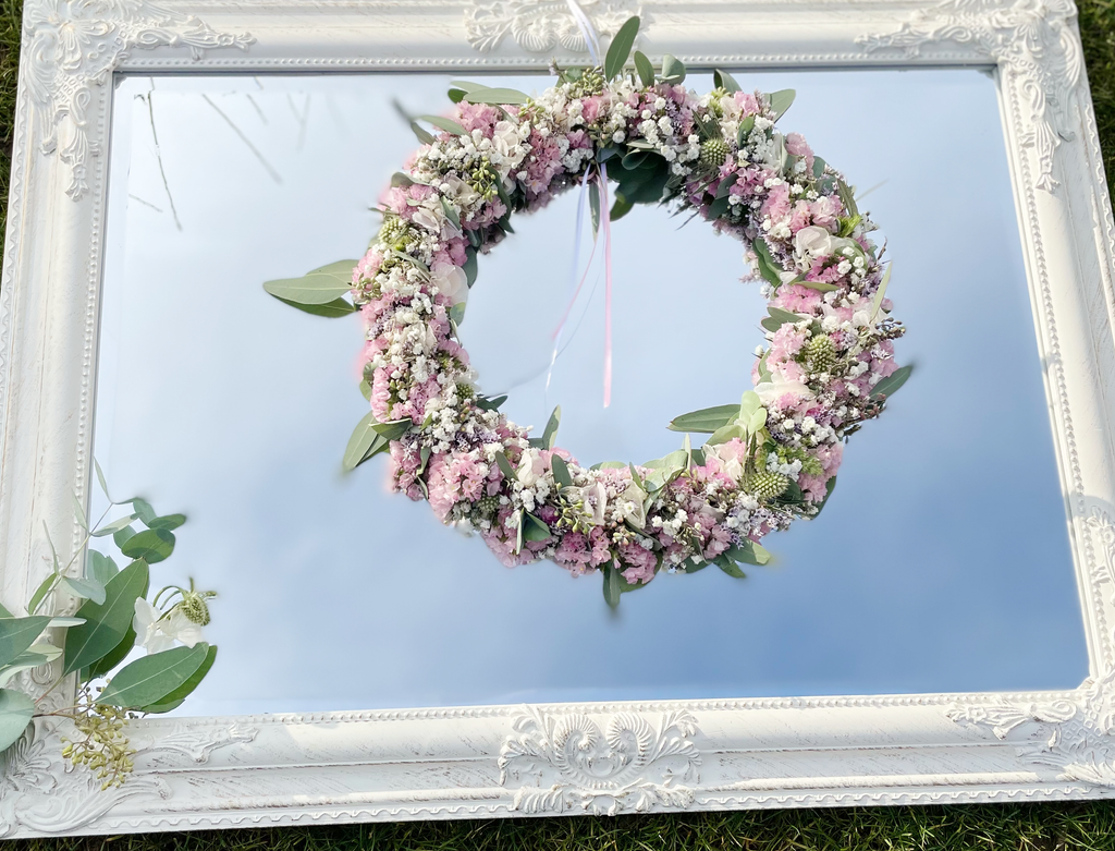 »1/1 Loop Pastell« – FlowerLoop mit Farbakzenten in Rosé & Peach