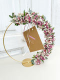 1/2 Blumen Loop auf Metallständer - handgemachtes individuelles Hochzeitsgeschenk oder andere Geldgeschenke - gold, rosa