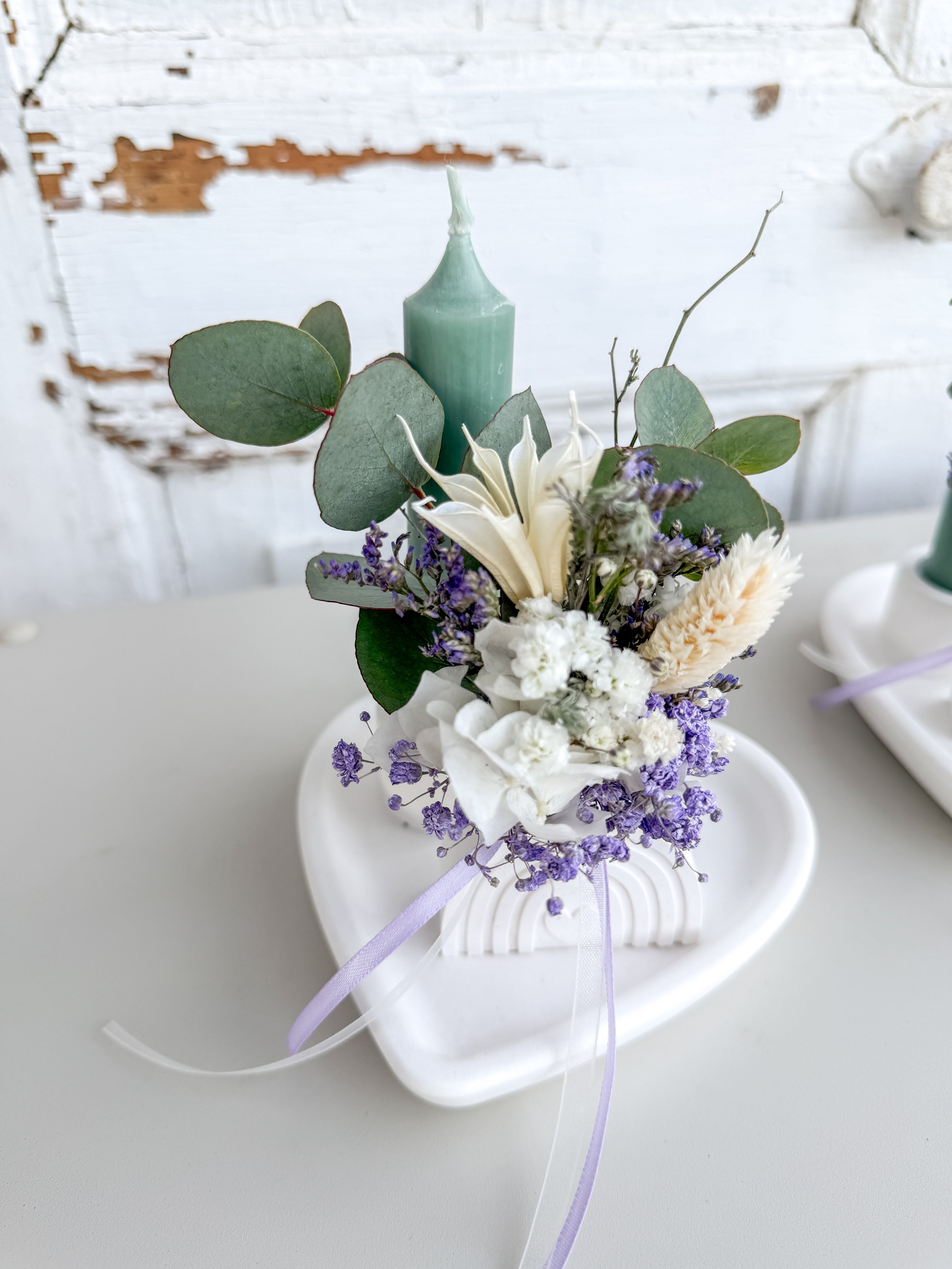 Mini-Dekoration Raysinschale Herzform Little Bloom Moment mit Vase, Blumen und Stabkerze