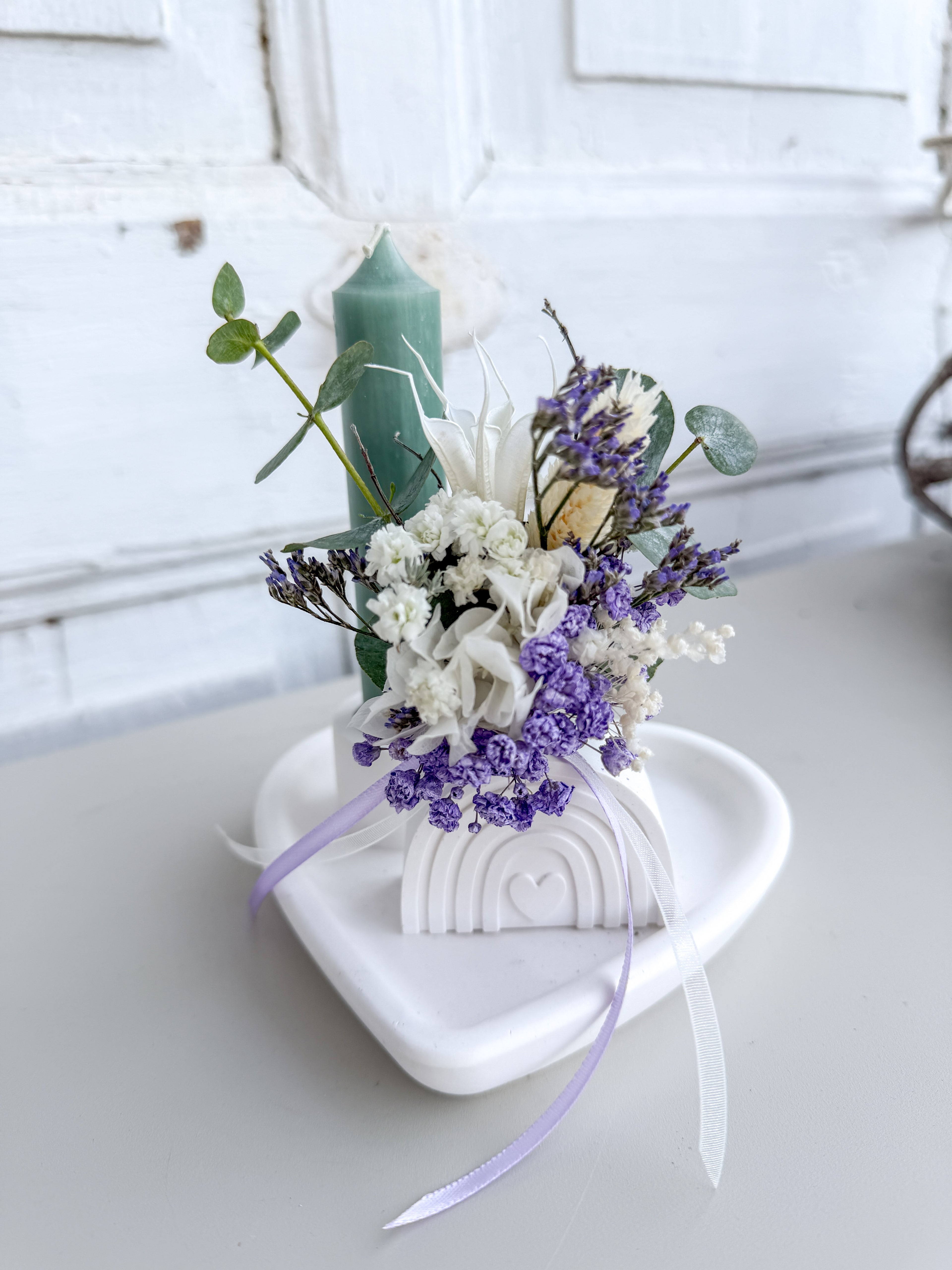 Mini-Dekoration Raysinschale Herzform Little Bloom Moment mit Vase, Blumen und Stabkerze