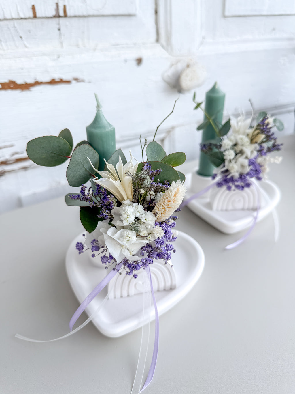 Mini-Dekoration Raysinschale Herzform Little Bloom Moment mit Vase, Blumen und Stabkerze