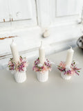 Mini-Flor & Candle Set: Mini-Loop aus stabilisierten Hortensien & Islandmoos in Rosa/Altrosa auf Raysin-Kerzenschale, handgefertigt, wählbare Größen S, M, L